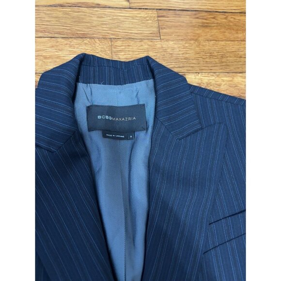 BCBG Max Azria Women's Blazer Jacket Size Small Gray Pinstriped 1 Button Career - Picture 3 of 6